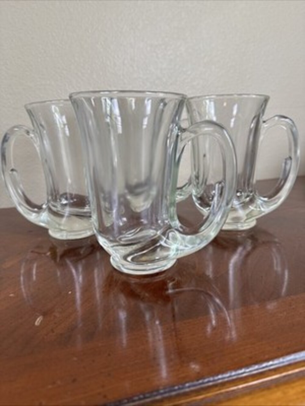 Set of 4 Beer Mugs Horn vintage 1980s Tiara Indiana Glass Oktoberfest